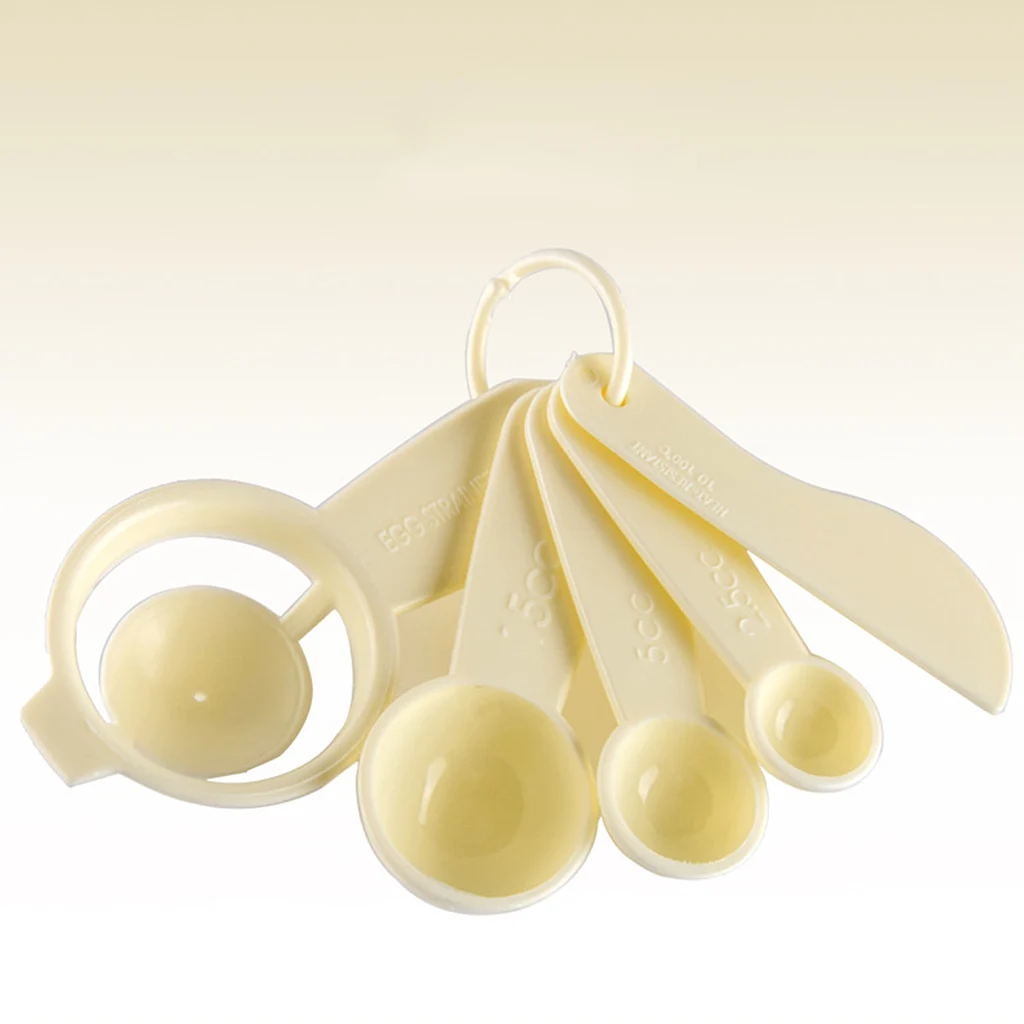5Pcs/set Measuring Spoon Beige Plastic Teaspoon Tablespoon Utensil Kitchen Tool egg separator Drop Ship Support