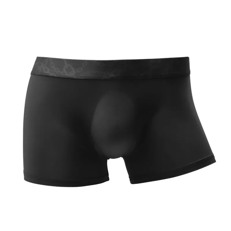 

Men's Underwear Transparent Ice Silk Boxers Shorts Man Panties Solid Breathable U Convex Pouch Underpants Cueca Calzoncillos