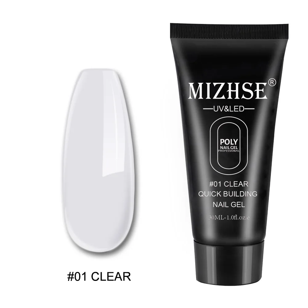 MIZHSE термальный поли УФ гель для ногтей Быстрый гель продлевающий половой акт лак прозрачный желе розового цвета полигель Кристалл УФ светодиодный строительный гель нужны формы - Цвет: MS-P01