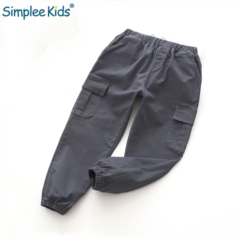 Simplee/Детские корейские шаровары армейского зеленого цвета брюки-карго с разрезом