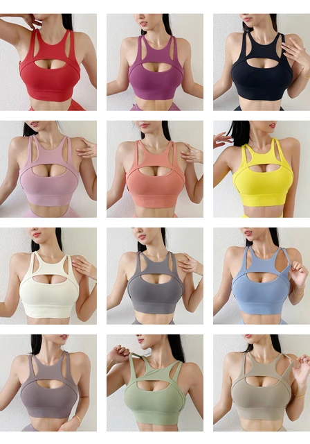 SOISOU New Top Women's Bra Women's Tube Top Zipper Opening Yoga Bras  Underwear Women Anti-shake Sports Bra Gym Push Up Bra Set - AliExpress