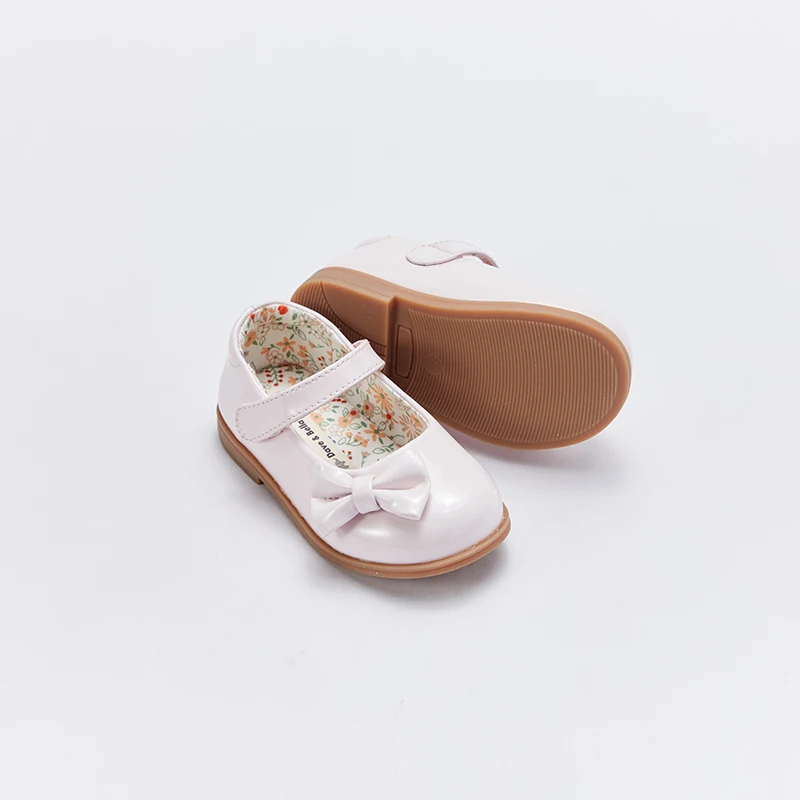 DB1220619 Dave Bella spring fashion baby girls bow solid leather shoes cute children girl brand shoes