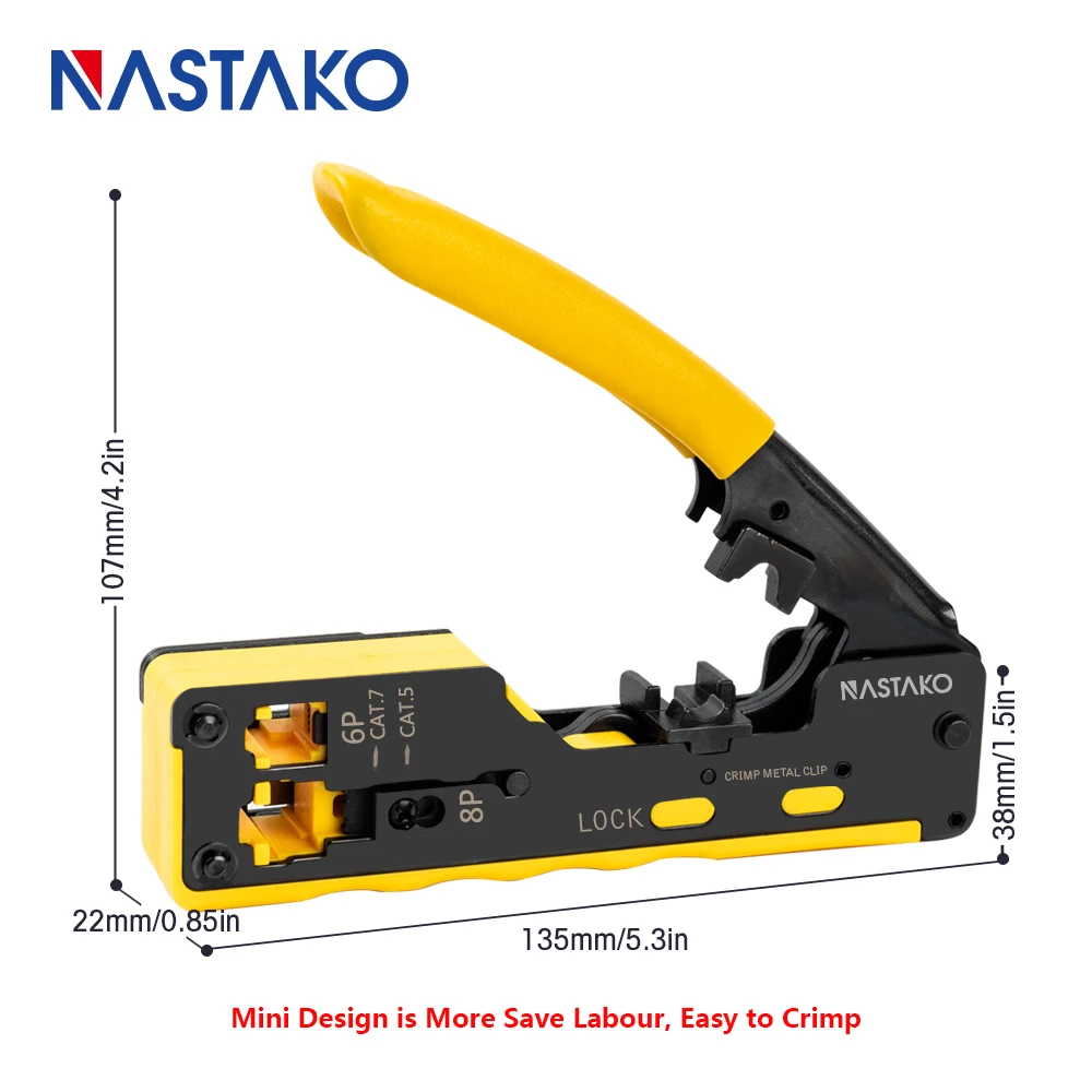 All in one EZ RJ45 Tool Network Crimper Cable Crimping Tools for RJ45 Cat7 Cat6 Cat5 RJ11 RJ12 Modular Plugs Metal Clips Pliers