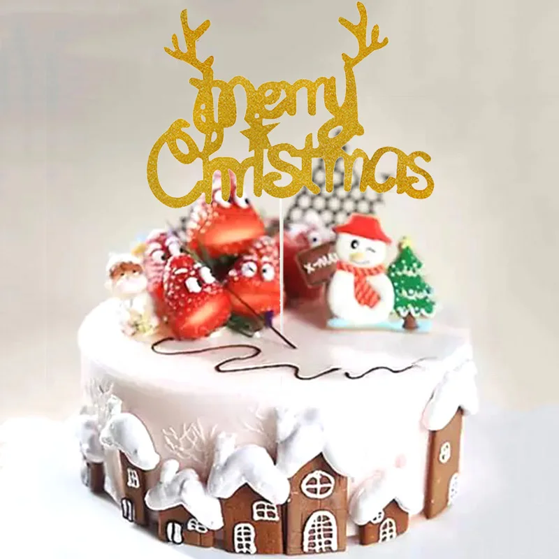 

Mini Merry Christmas Cake Topper Christmas Tree Reindeer Cupcake Topper Xmas Party Christmas Cake Decorations Navidad Kerst