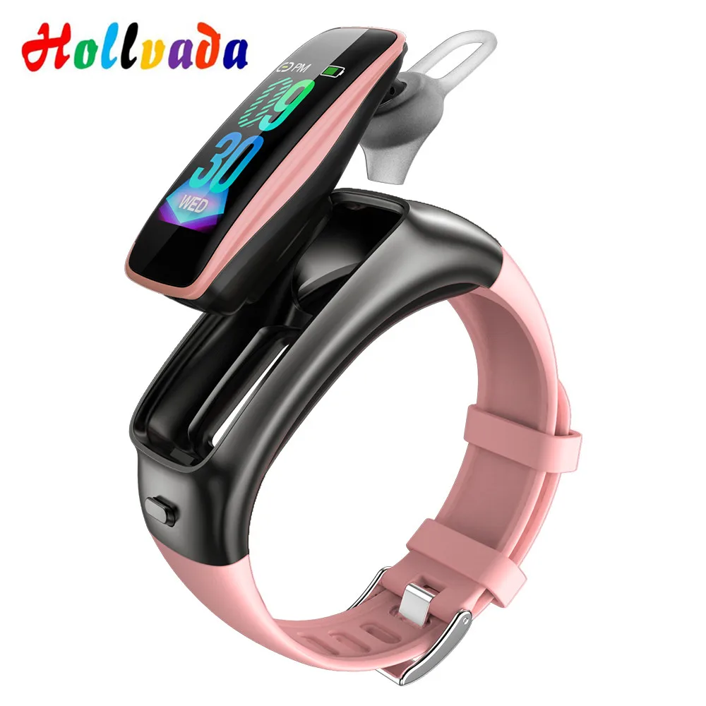 black pink Умные часы TB02 2 в 1 с bluetooth-наушниками siri BT, управление музыкой, фитнес-трекер, спортивные умные часы для Android iOS - Цвет: black pink