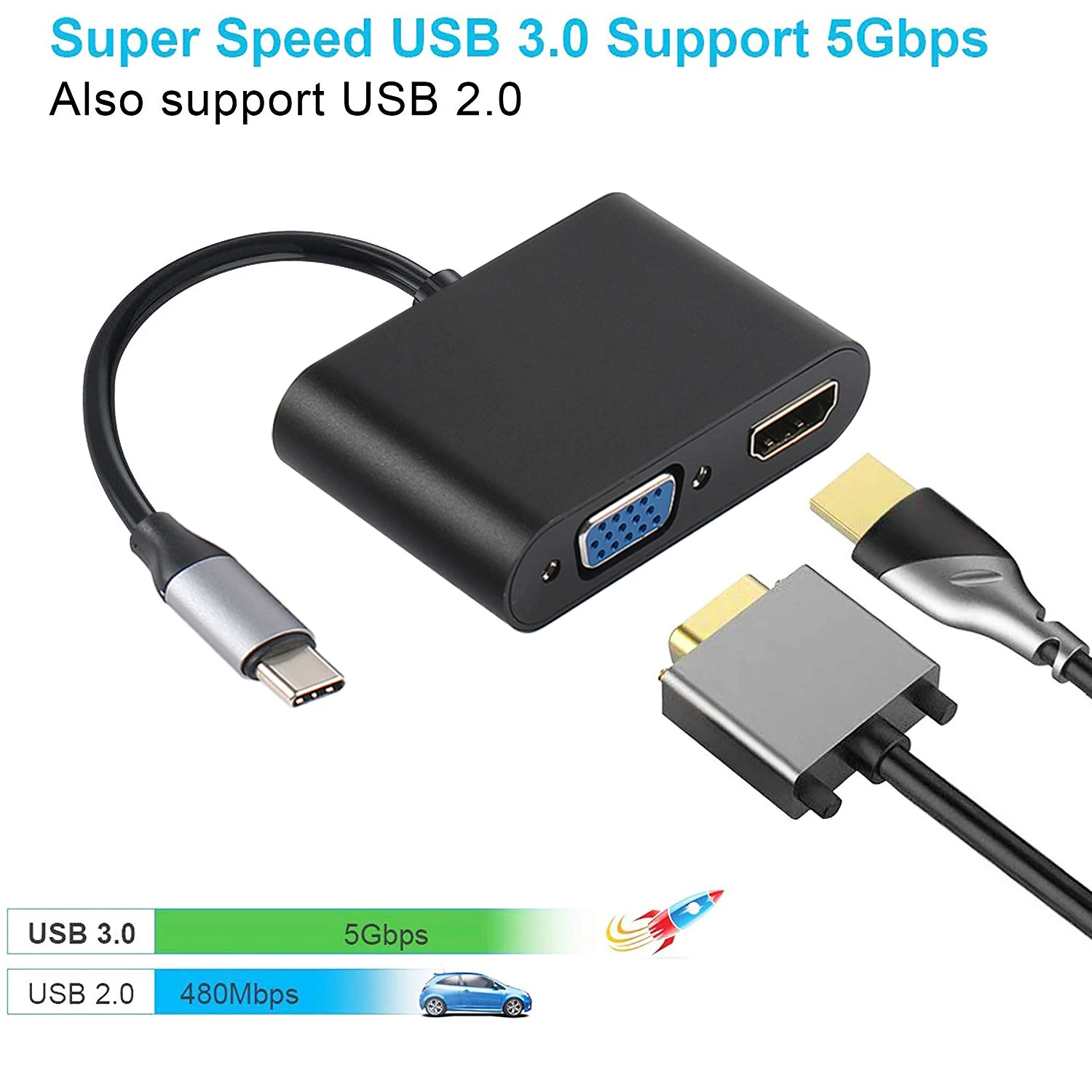 AMKLE usb type C концентратор USB адаптер HDMI VGA 3 1 Видео комбинированный 4K видео Thunderbolt