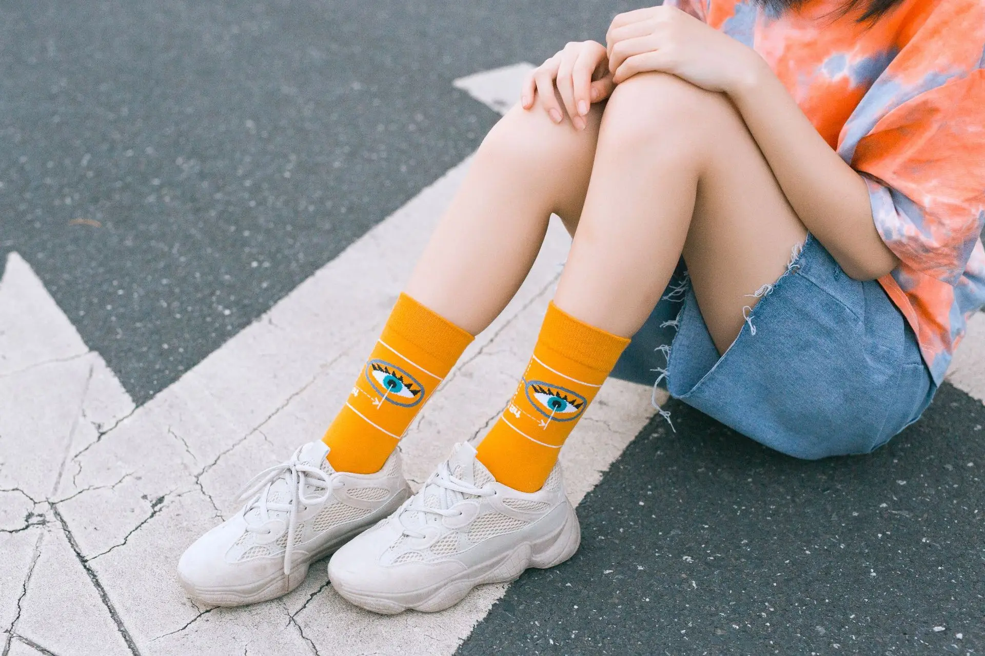 Цветные забавные Носки с рисунком глаз Harajuku, женские шикарные милые хлопковые короткие носки унисекс, винтажные носки Kawaii