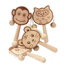 Yiwa детская встряхивание деревянная погремушка ручной барабан с колокольчиками Дети музыкальный инструмент игрушка высокое качество мини-игрушки маленькая модель