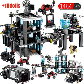 

SWAT City Compatible Building Blocks for Police Station Military Car Helicopter Ship Bricks Educational Toy for Boys