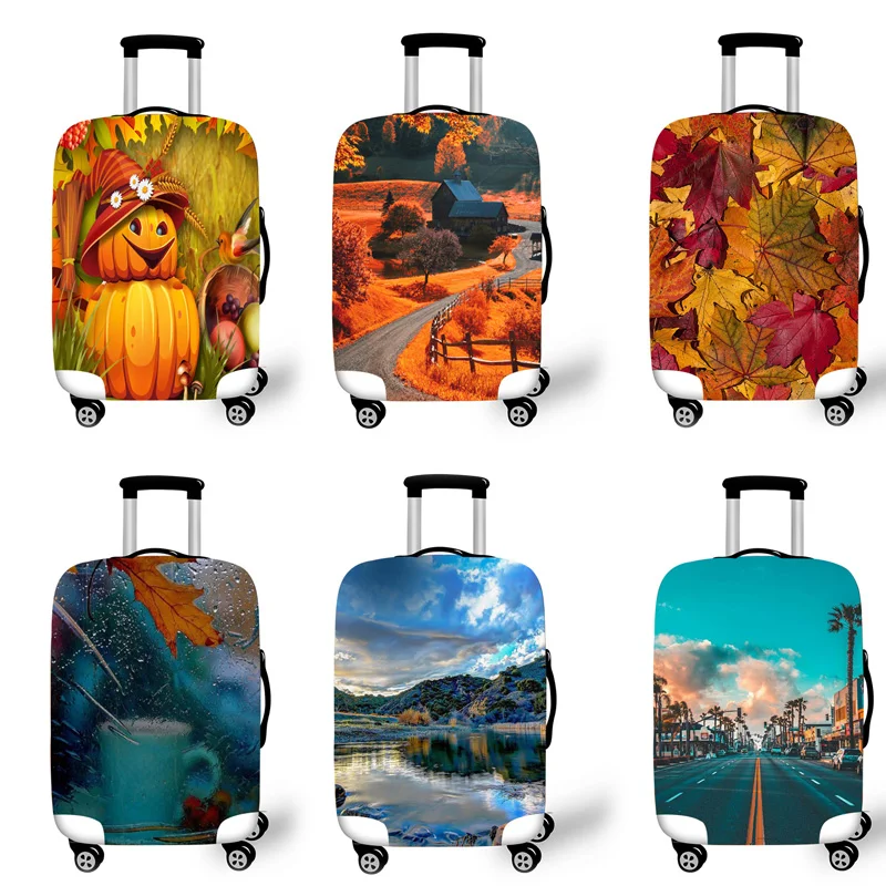 Protetora para Cases do Trole Acessórios de Viagem Bagagem Elástica Case Capa Mala Protetora Covers 3d Outono Padrão t0
