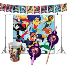 Супер девушка день рождения украшения игра DC Hero тема поставляет баннер чашки для детей