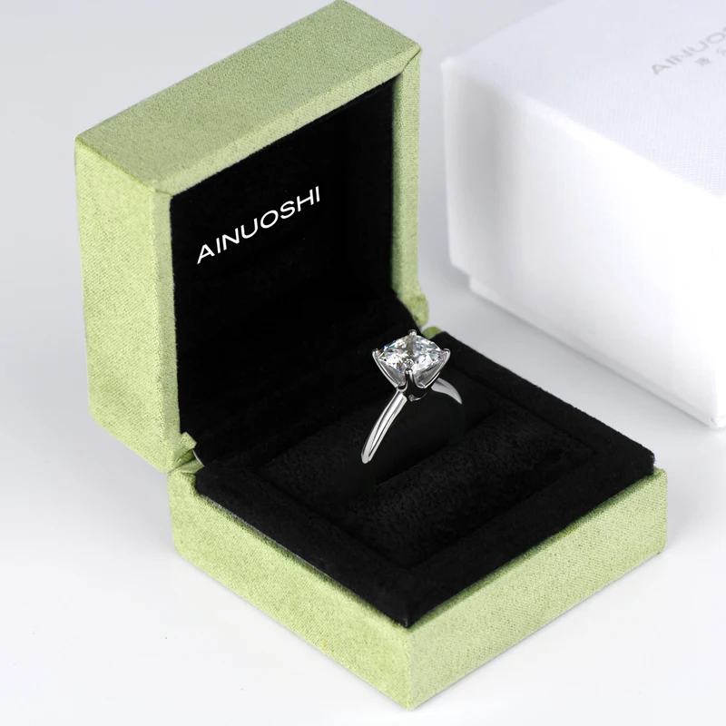 AINUOSHI, 925 пробы, серебро, 3.0ct, срезанная подушка, пасьянс, обручальное кольцо, имитация бриллианта, серебряные обручальные кольца, ювелирные изделия