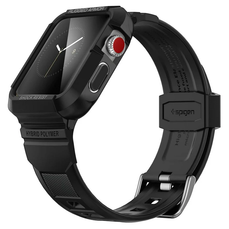 Spigen Чехол-Броня с оптическим датчиком для Apple Watch серии 3/2/1 38 мм-мягкий гибкий чехол из ТПУ матовый черный Защитный чехол+ повязка, 058CS22407