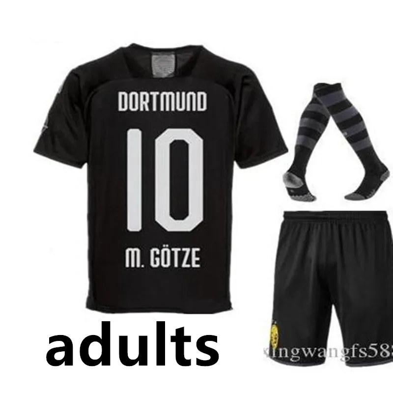 Комплект для взрослых+ носки, 19/20 Футбольная Футболка Дортмунд, GOTZE REUS PULISIC WITSEL, Детские Майки 19 20, Футбольная Футболка Дортмунд - Цвет: adults