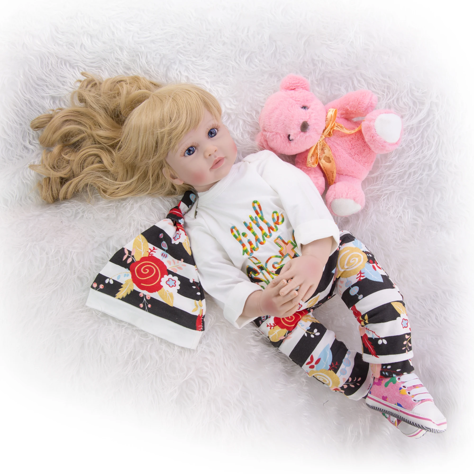 Модные прекрасные 24 ''60 см как принцесса Reborn Baby Doll игрушки виниловая кукла" малыш "Девочка золотые волосы подарок на день рождения ребенок игровой дом игрушка