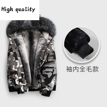 Billige 2020 Männer Winter Jacke Mit Kapuze Kleidung Der Männer Dicke Parkas Camouflage Herren Kleidung Echt Kaninchen Pelz Mantel Jaqueta LXR444