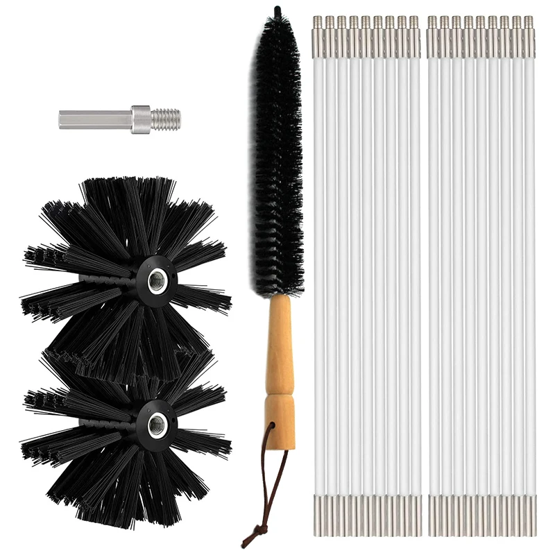 US $23.58 Practical Dryer Vent Cleaner 24 Feet Flexible 18 Rods Dry Duct Cleaning Kit Chimney Brush With 2 Brush Heads And Dryer Li