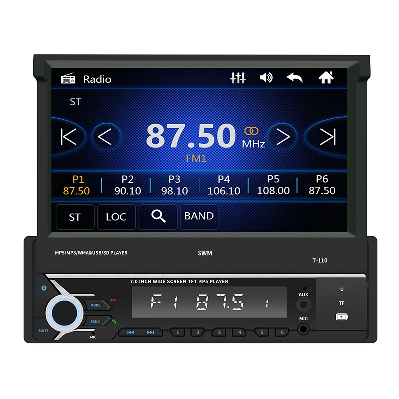 Авторадио 7 дюймов 1 DIN сенсорный экран автомобиля MP5 видео плеер Bluetooth Mirrorlink