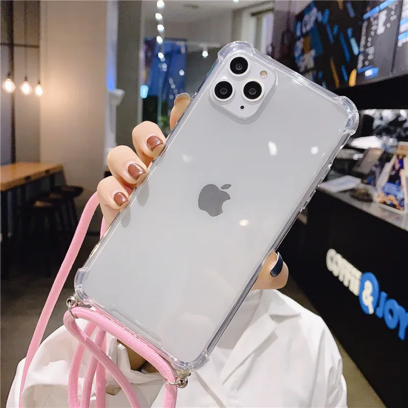 Transparent Soft Phone Case with Crossbody Necklace Cord Lanyard