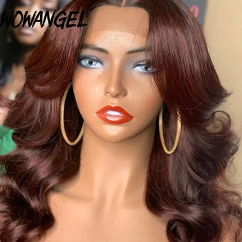 

Wowangel Transparent Lace Front Human Hair Wigs Body Wave 99J colored Burgundy 180% for Women Pre Plucked Brazilian Remy