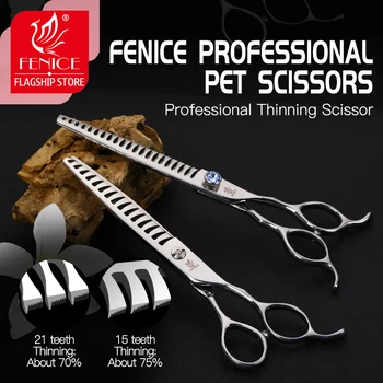 

Fenice 7.0 inch Professional Dog Grooming Scissors Thinning Shears Thinning Rate 70%/75% Japan 440C Steel Pets Supplies