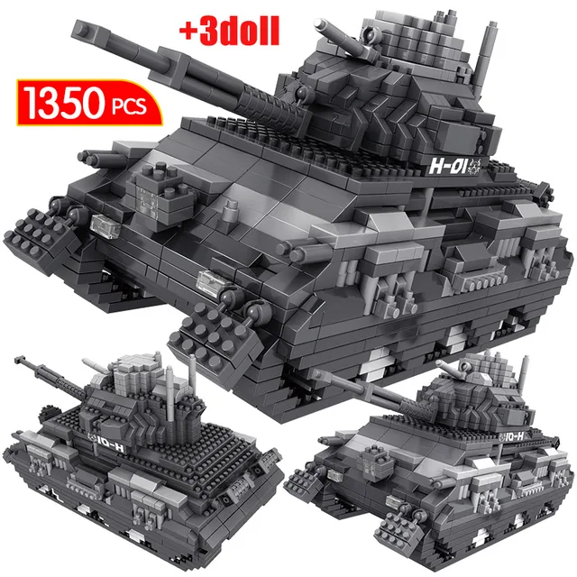$US $14.90  1350pcs Military Army Tank Mini Blocks Model Bricks Sets WW2 Soldier Figures Educational Building B