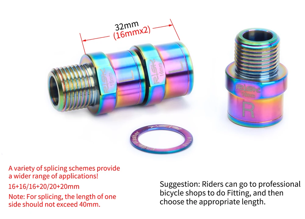 RISK titanium болт для велосипедной педали удлинительные винты 16 мм 20 мм горный MTB велосипед дорожный гоночный велосипед рычаг педали