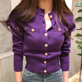 

Womens Spring Short Knitted Cardigan Sweater Korean Style Single Breasted Knit Sweaters Female 2020 Casual Solid Cardigans Women