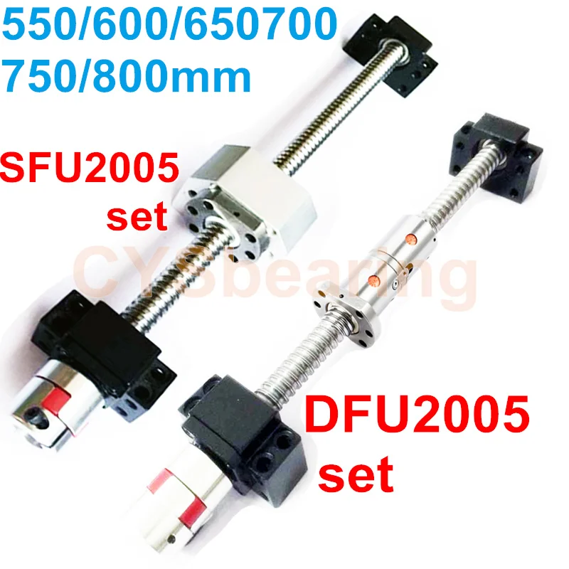 Конец механической обработке RM2005 SFU2005 DFU2005 двойная шариковая гайка кронштейн корпуса BK/BF15 Конец Поддержка Соединительная муфта 550/600/650/700/750/800 мм
