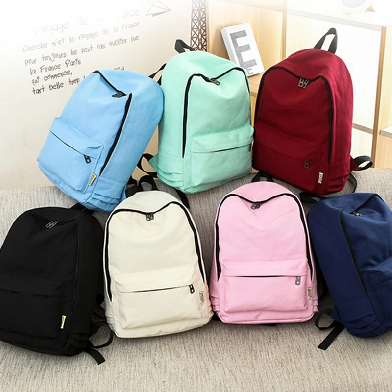 

Canvas Pure Color Backpack Fashion Adolescent Girl Backpack Female Best Woman Backpack Rucksack Mochila Bagpack Travel Bag HOT