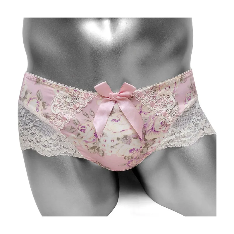 Sissy цветочные короткие трусики с бантом кружевные сексуальные мужские плавки
