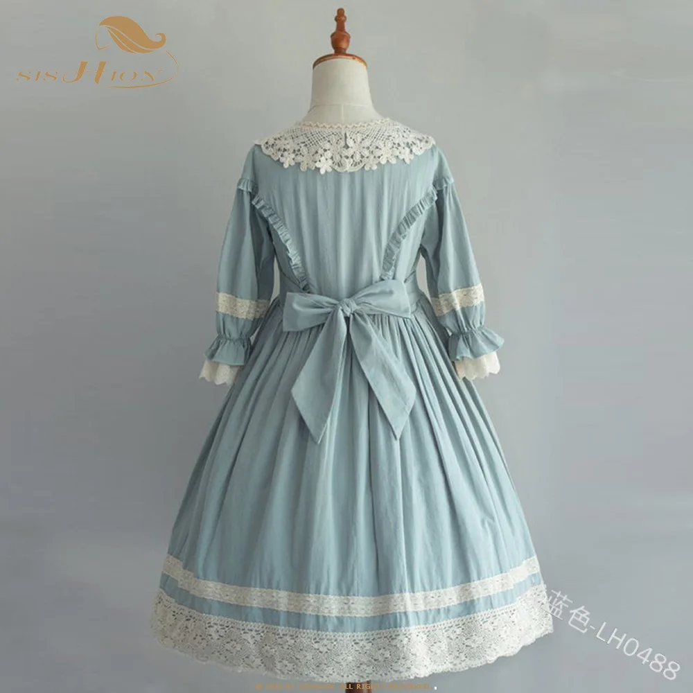 SISHION 5XL размера плюс готическое платье лолиты VD1248 синий черный розовый 3/4 рукав качели бант Принцесса женское платье размера плюс S-5XL