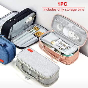 

Canvas Students Multiple Compartments Office Multifunctional Stationery Storage Double Zipper School Big Capacity Pencil Case