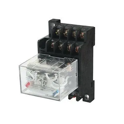 

35mm Din Rail AC 110V 10A Coil 14-Pin 4PDT Power Relay w Socket Base