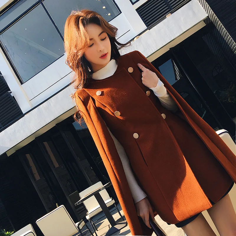 

2019 Autumn And Winter New Style British Style Woolen Cloak Coat
