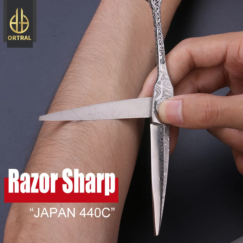 JAPAN 440C Damascus hair scissors professional high quality 6 inch hairdressing laser razor blade cutting thinning barber shears
