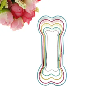 

5pc Dog'S Favorite Bone Shape Aluminium Waffle Mold Cookie Cake Cookies Ice Cream Decorating Alloy Cutter Bakeware Mould 5 Size