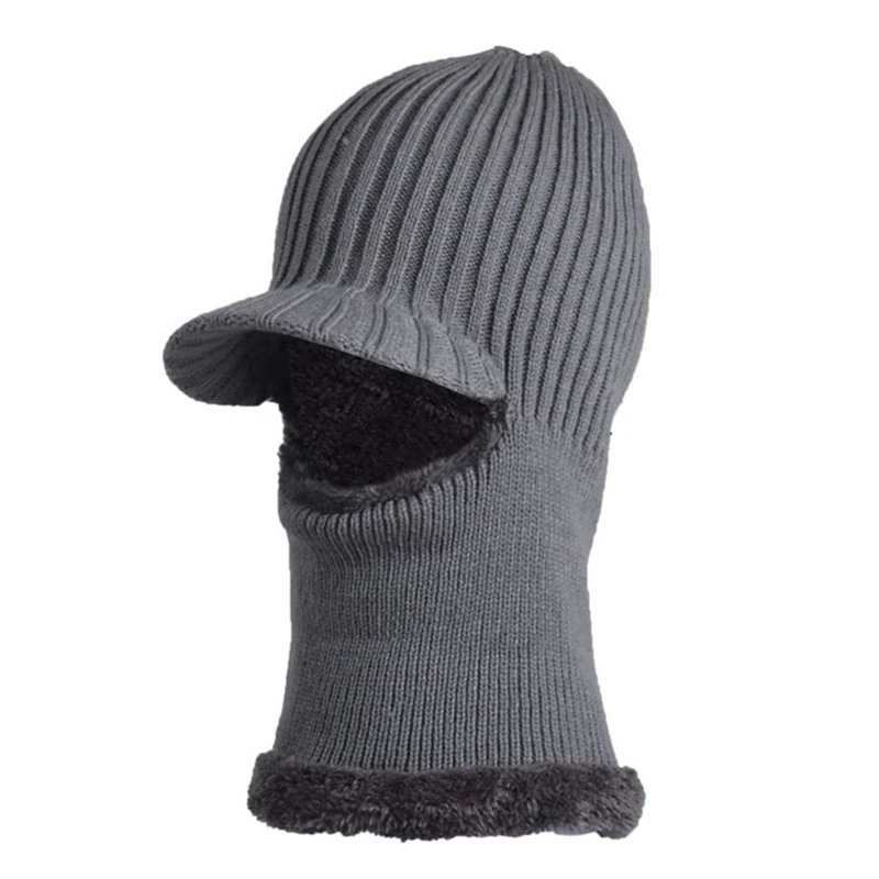 Зимние шапки для мужчин Skullies Beanie шапка зимняя шапка для мужчин и женщин шерстяной шарф шапка s Набор Балаклава маска Gorras Bonnet вязаная шапка - Цвет: GY