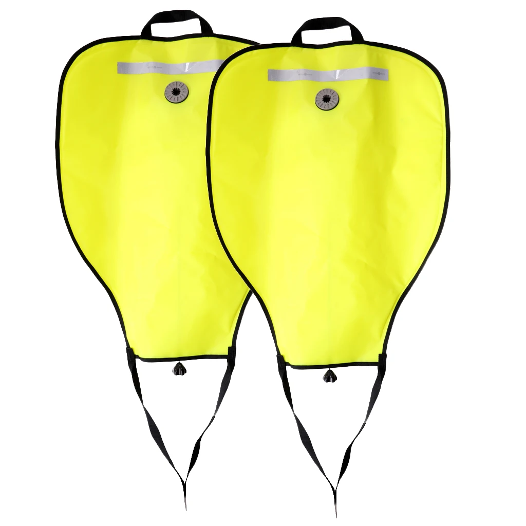 

2Pcs Reflective Tech Scuba Dive 50lbs Lift Bag & Over Pressure Valve Yellow