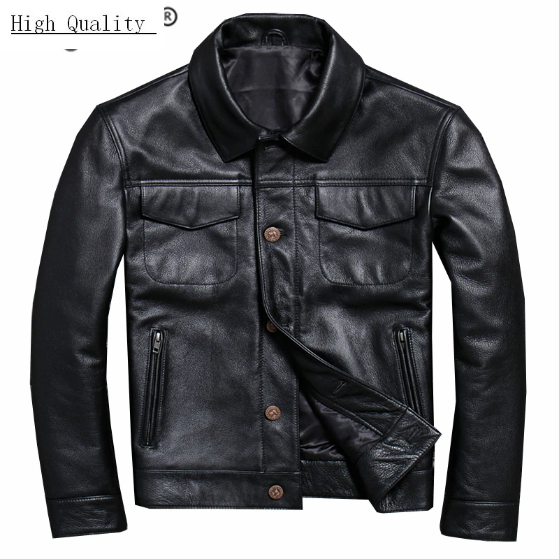 

Real Leather Jacket Men Clothes 2020 Streetwear Fashion Mens Cow Leather Short Coat Slim Fit Genuine Leather Coats 15618