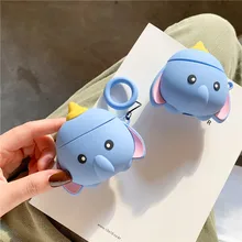 3D стереоскопический мультфильм Dumbo милые слон защиты корпусы гарнитурные для Apple Airpods 1 2 силиконовый чехол с кольцом ремешок
