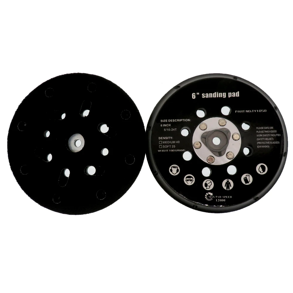 6" 17 Holes Backing Plate Sanding Pad 5"16-24 Thread Hook Loop Dual Action Car Polishing Professional Pad car polishing pad car polish pad backing plate for polisher