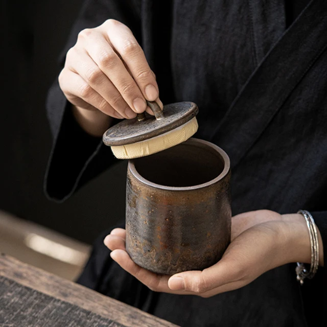 Retro Kőedény Teacsomagoló Doboz Háztartási Kínai Kerámia Lezárt Tároló Tartály Pu'Er Tea Oolong Raktár - Image 4