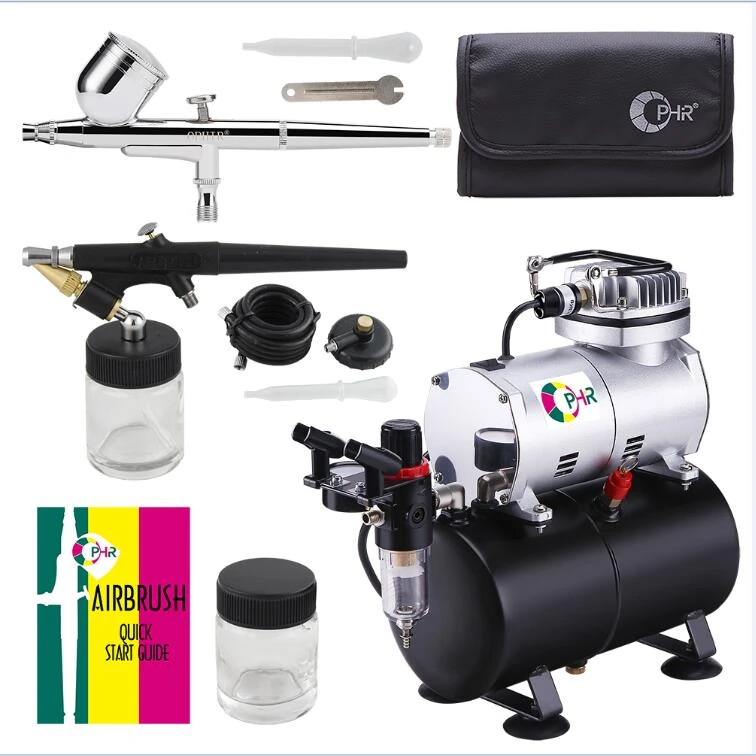Ophir Dualaction Airbrush Kit With Air Tank Compressor For Hobby Cake