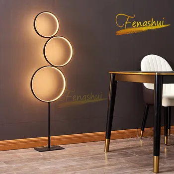 

Postmodern LED Floor Lamp Nordic Creative Ring Floor Lights Lighting Touch Switch Stand Lamp Interior Lighting Decor Floor Lamp