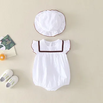 

Newborn Baby Bodysuits for Infant Kids Girls Princess Jumpsuits Outfits Summer Cute Toddler Body Tops + Caps Clothes Sets 0-24Mo