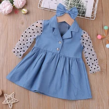 Robe à pois pour petite fille de 0 à 3 ans, vêtements pour nouveau né, à manches longues, avec coutures, collection printemps automne 2022