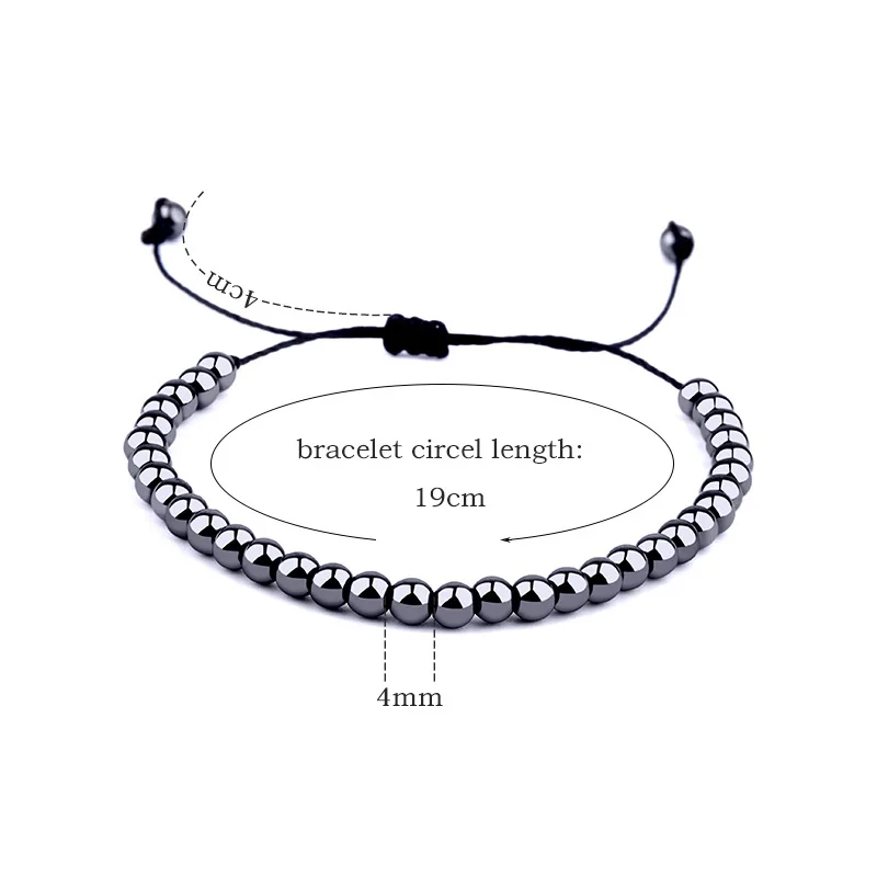 Регулируемые браслеты из Натурального Гематита Минималистичная мужская мода