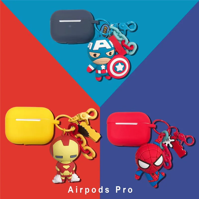 Чехол с принтом Marvel для AirPods pro силиконовый милый защитный чехол Bluetooth чехол для наушников роскошный для airpod 3 с брелком Человек-паук