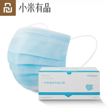 

50Pcs Xiaomi Purely Disposable Mask Anti-Haze Face Cover Face Mask Nonwove 3 Layer Ply Filter Dustproof Safe Protective Masks